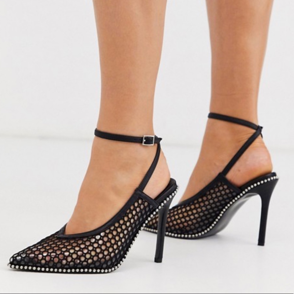 asos permission pointed ankle tie wide stiletto